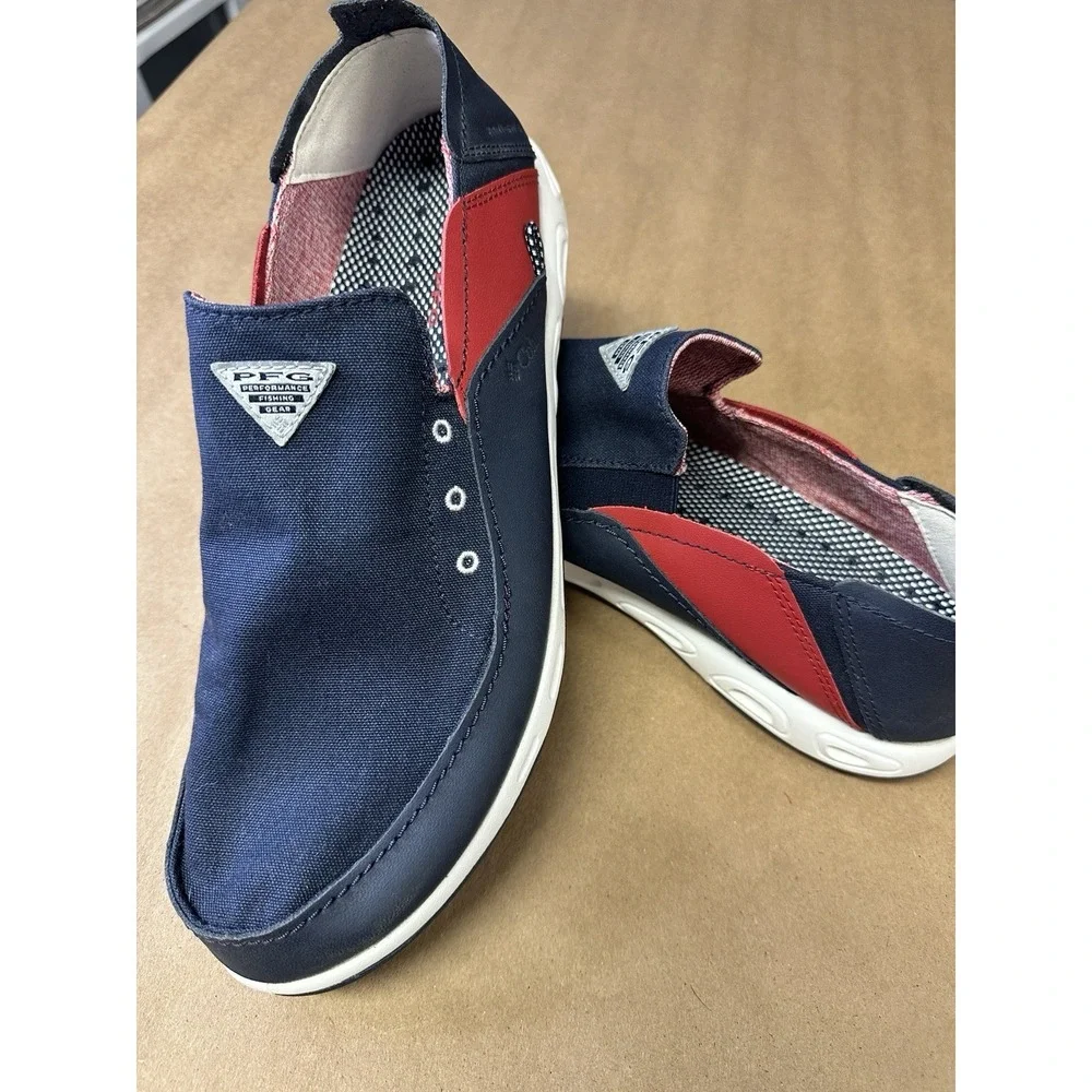 Columbia Bahama Vent PFG Slip On Boat Shoes Mens Size 12 Blue Red BM2663-468